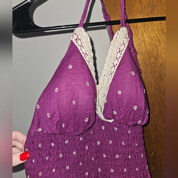 Heart Soul women's size M halter flowy purple dress 👗 with lace and flowers - Picture 3 of 12
